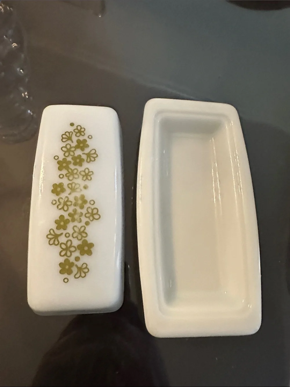 PYREX Crazy Daisy or Spring Blossom butter dish and lid